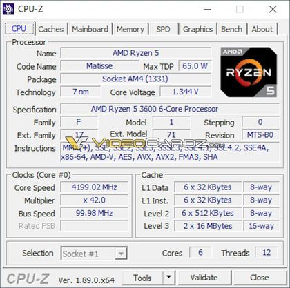 AMD Ryzen 5 3600 - CPU-Z