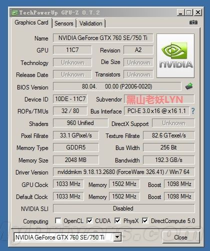 Nvidia GeForce GTX 750 Ti specyfikacja karty graficznej GPU-Z