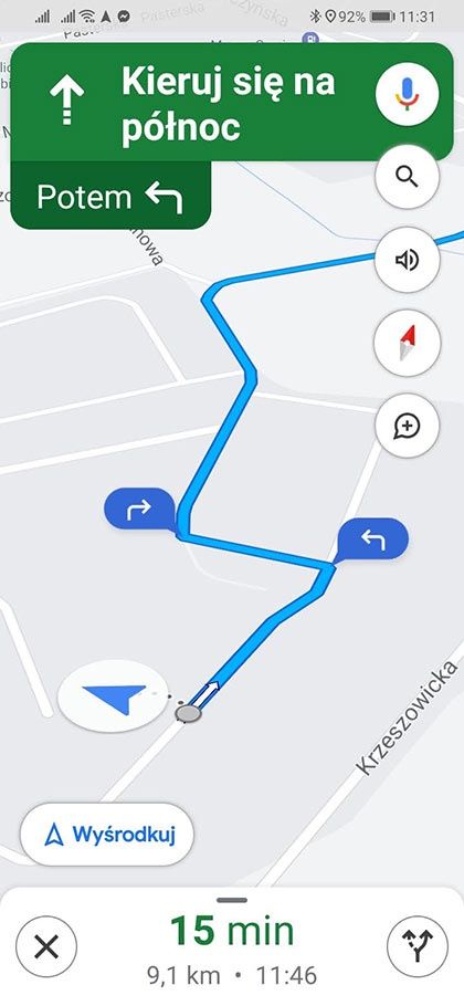 Google Maps kieruj się na północ