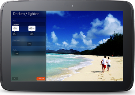 ubuntu for tablet kontrola głosos interfejs hud wygląd opcje jasność ekran