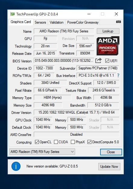AMD Radeon R9 Fury odblokowana karta graficzna 3840 SP
