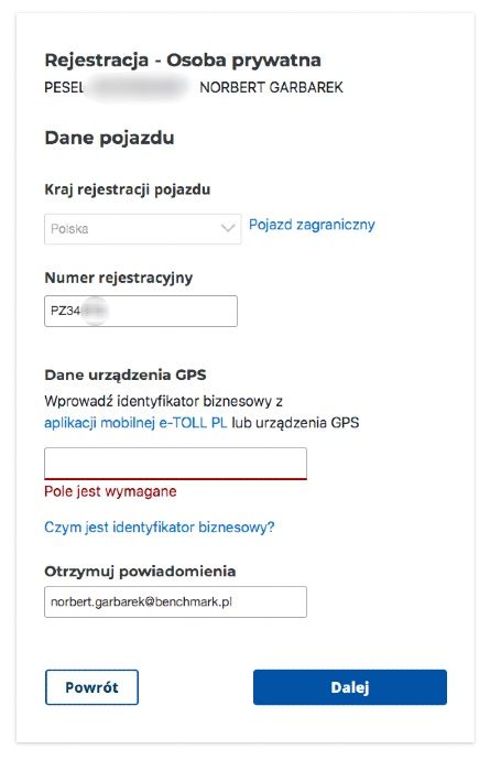 Rejestracja e-TOLL