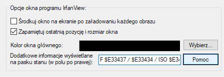IrfanView opcje wyświetlanie ExiF