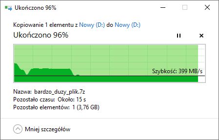 ADATA XPG SX8200 PRO 512 GB - kopiowanie danych