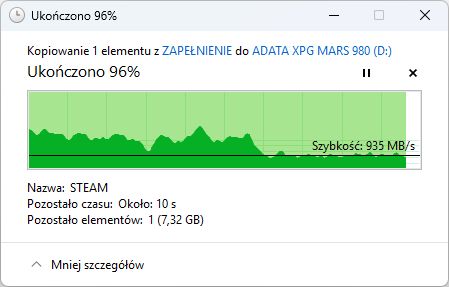 ADATA XPG MARS 980 Blade 2 TB - kopiowanie po zapełnieniu