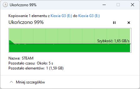Kioxia Exceria G3 2TB - kopiowanie