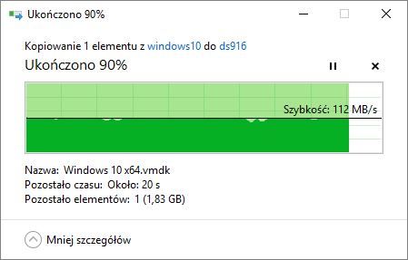 Kopiowanie pliku pomiędzy komputerem, routerem D-Link DIR-882 i Synology DS916+