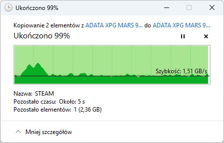 ADATA XPG MARS 980 Blade 2 TB - kopiowanie