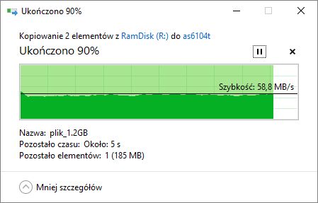 Wydajność kopiowania pliku 2 GB