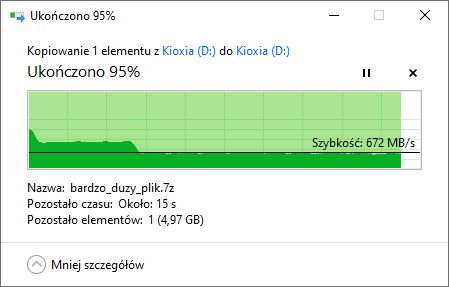 Kioxia Exceria Plus 2 TB - kopiowanie danych