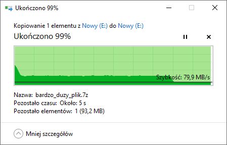 Samsung SSD 870 QVO 2 TB - kopiowanie danych