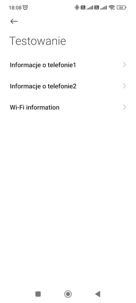 Android - menu Testowanie