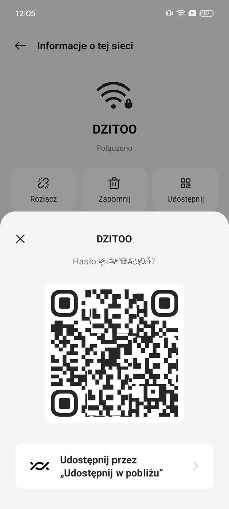 Informacje o sieci Wi-Fi hasło