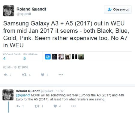 Galaxy A3 (2017) i Galaxy A5 (2017) ceny