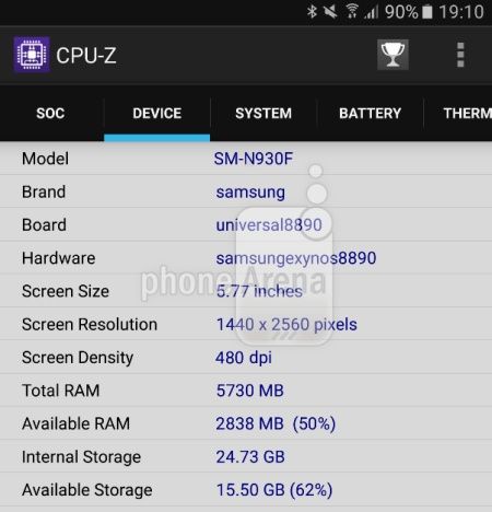 Galaxy Note 6 specyfikacja przeciek