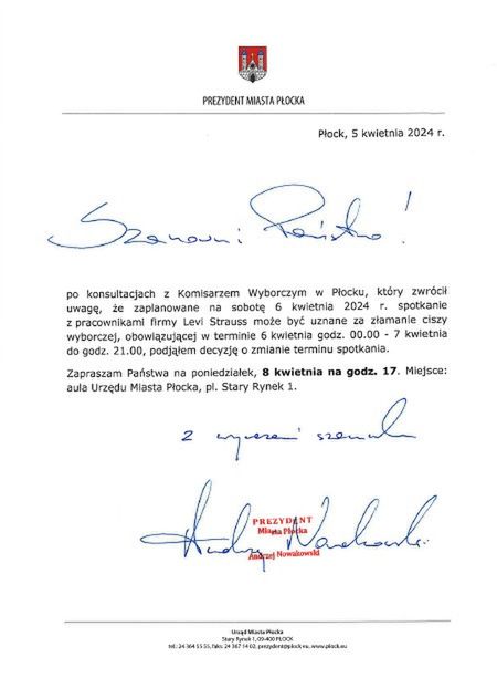 Spotkanie z przedstawicielami firmy Levi's Płock w innym terminie!