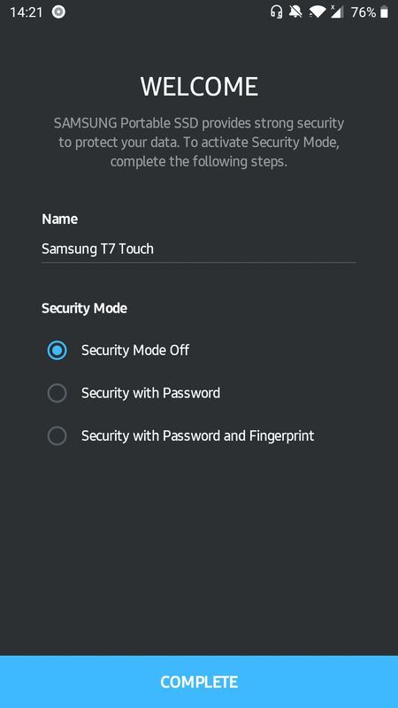 Samsung Portable SSD T7 Touch - konfiguracja Android