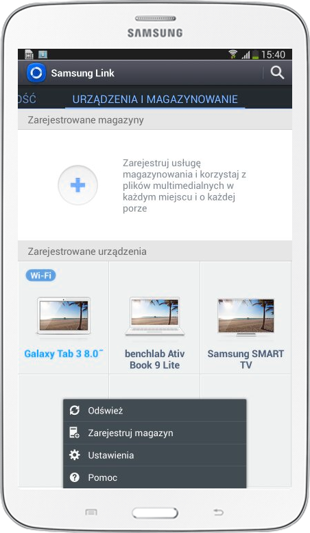 Samsung Link ustawienia