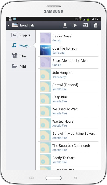 Samsung HomeSync tablet muzyka