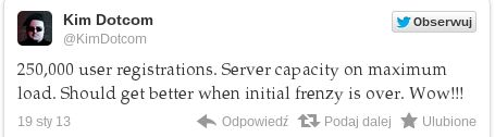 kim dotcom twitter mega 100 250 tys użytkownik rejestracja konto