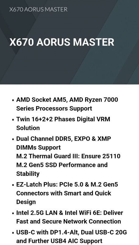 Gigabyte X670E Aorus Master
