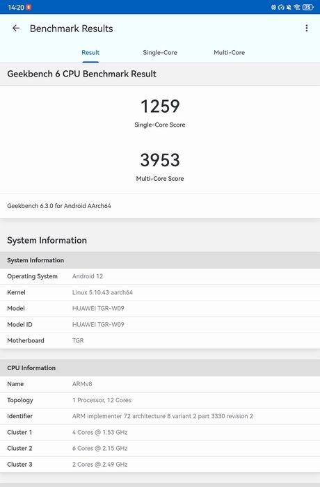 Wynik CPU Geekbench