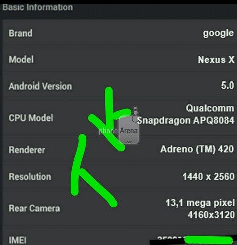 Nexus X smartfon przeciek