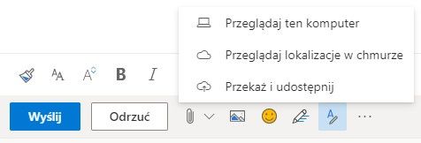 Outlook.com załączanie wiadomości