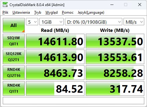 ADATA XPG MARS 980 Blade 2 TB - CrystalDiskMark 8