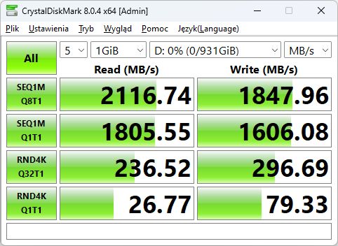 ADATA Elite SE880 USB 20 Gb/s - CrystalDiskmark