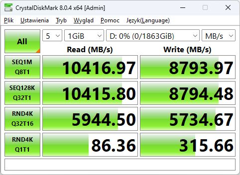Kioxia Exceria Plus G4 2 TB - CrystalDiskMark 8