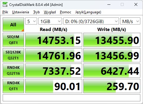 Samsung 9100 PRO 4 TB - CrystalDiskMark 8