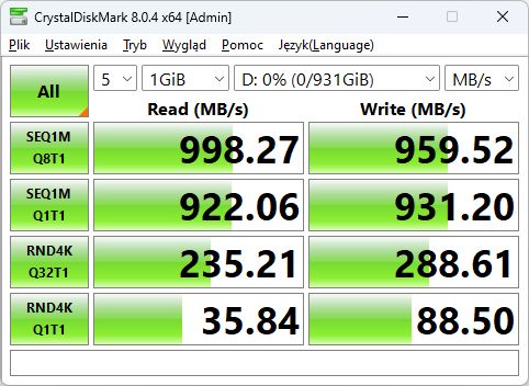 ADATA Elite SE880 USB 10 Gb/s - CrystalDiskmark