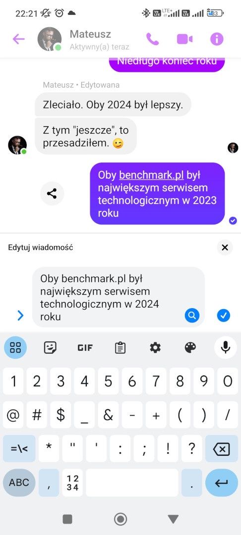 Messenger - edycja wiadomości