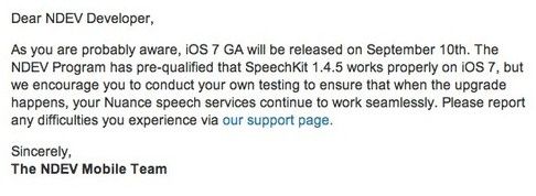 apple ios 7 premiera 10 września email developer