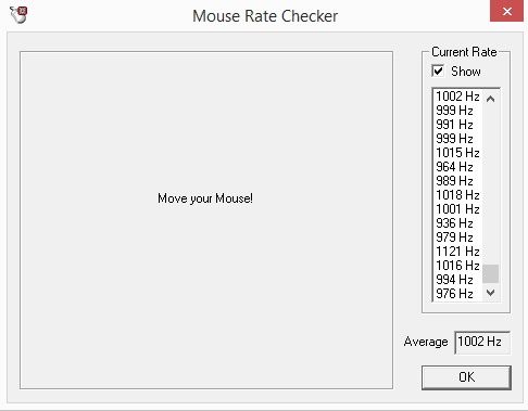 Razer Basilisk - test częstotliwości próbkowania