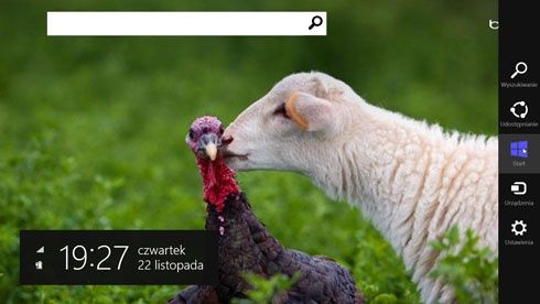 Menu Start można otworzyć korzystając z paska Charm Bar.
