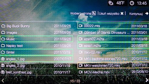 WD TV Live - interfejs