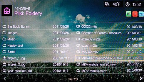 WD TV Live - interfejs