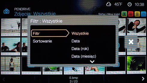 WD TV Live - interfejs