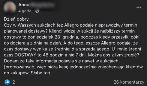 Allegro wydłuża czas realizacji zamówienia