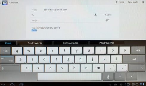 Sony Tablet S - klawiatura