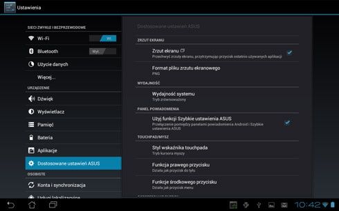 Asus Transformer Pad TF300T - oprogramowanie