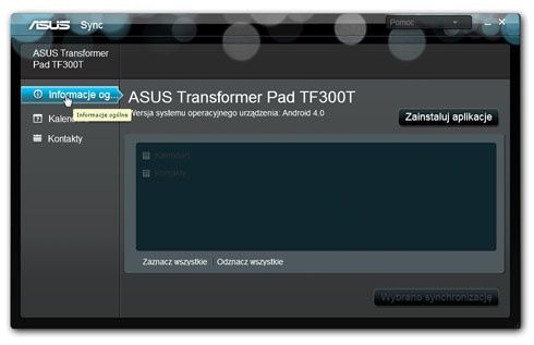 Asus Transformer Pad TF300T - oprogramowanie