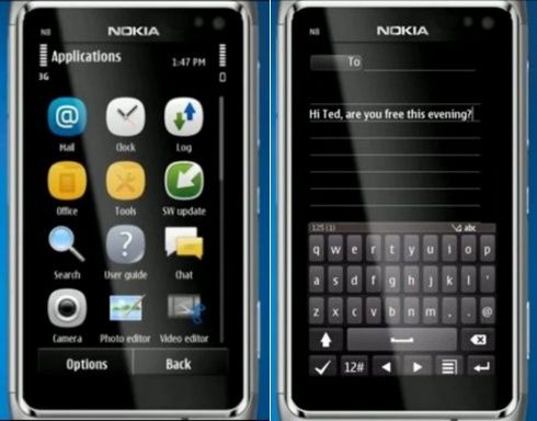 Symbian Anna - menu i tworzenie wiadomości (pionowa klawiatura QWERTY)
