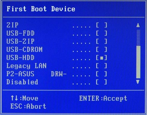 First boot device