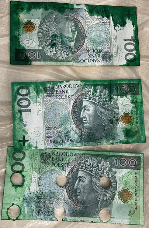 Zafarbowane banknoty