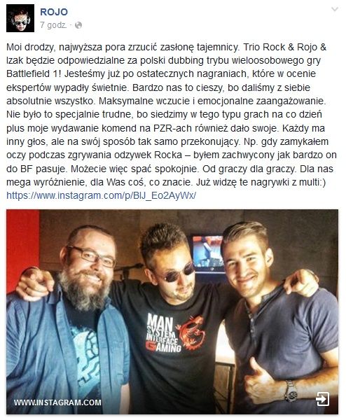 Polski dubbing w Battlefield 1