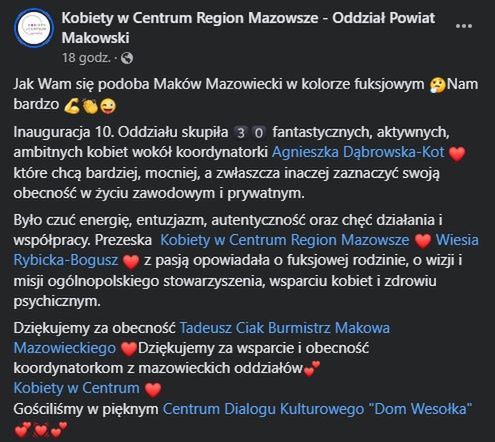 Otwarcie 10. Oddziału Kobiety w Centrum Region Mazowsze w Makowie Mazowieckim