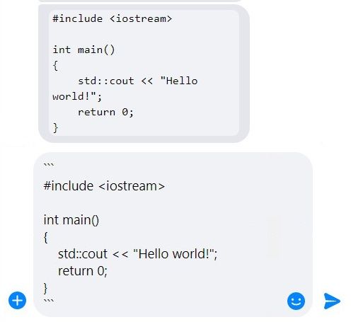 Codeblock w Messengerze